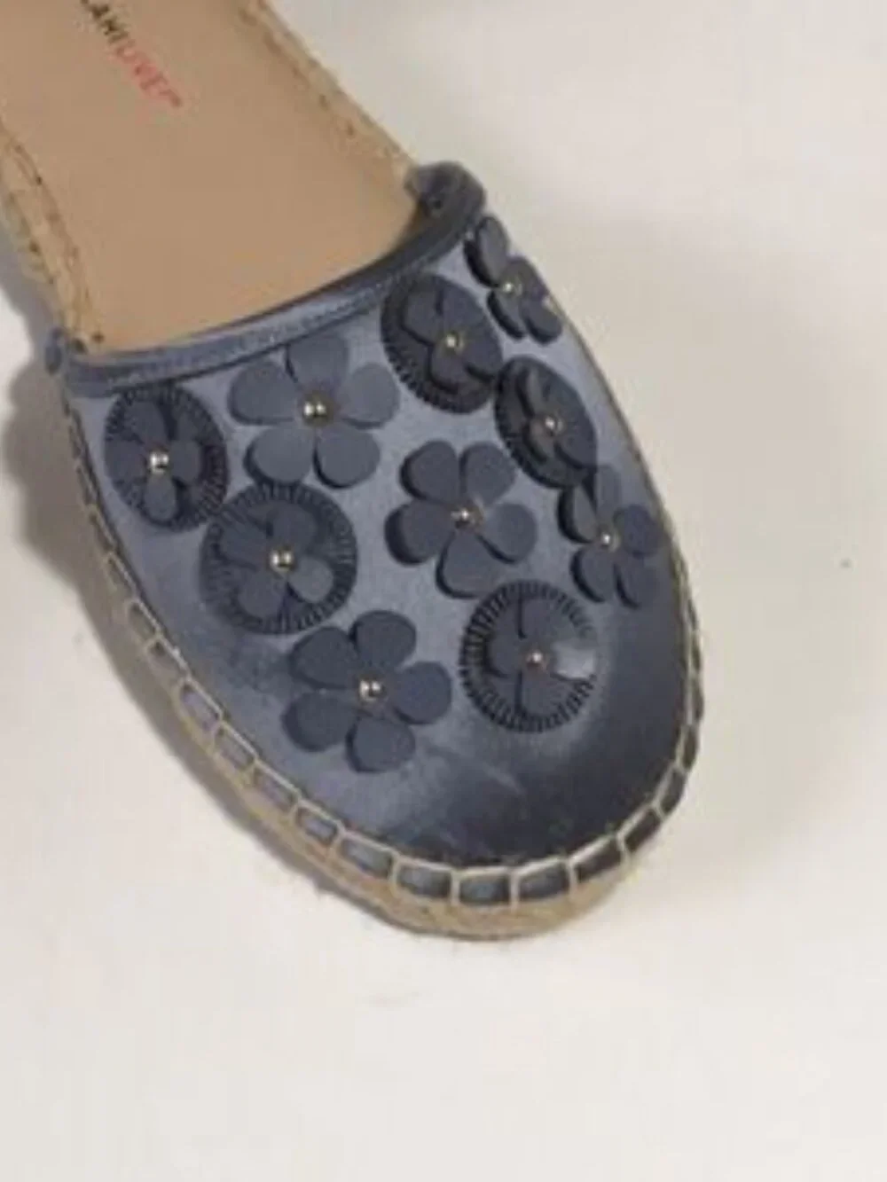Isaac Mizrahi Floral Applique Satin Espadrilles